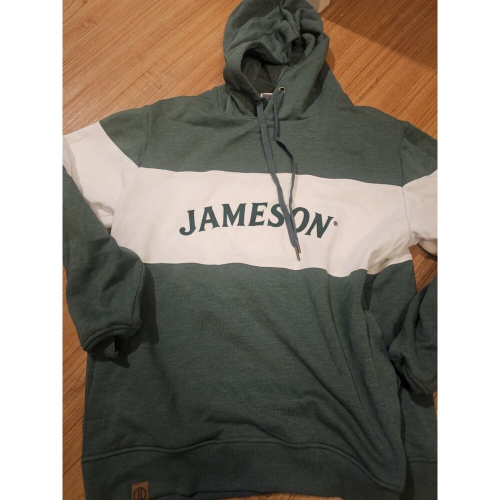 Jameson Hoodie Sweatshirt Pullover Green and White Womens Size Large Whiskey
